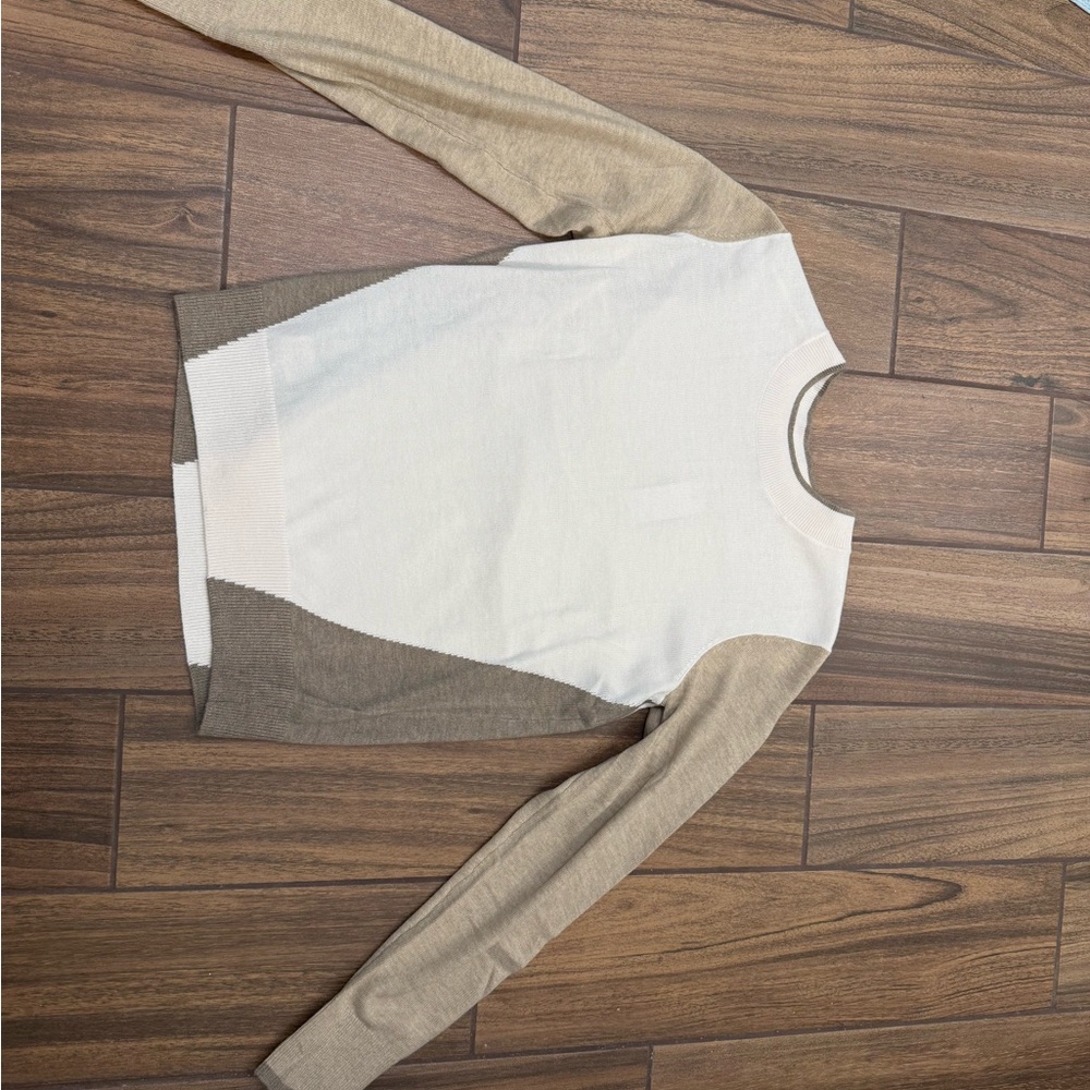 LOFT White and Tan Sweater